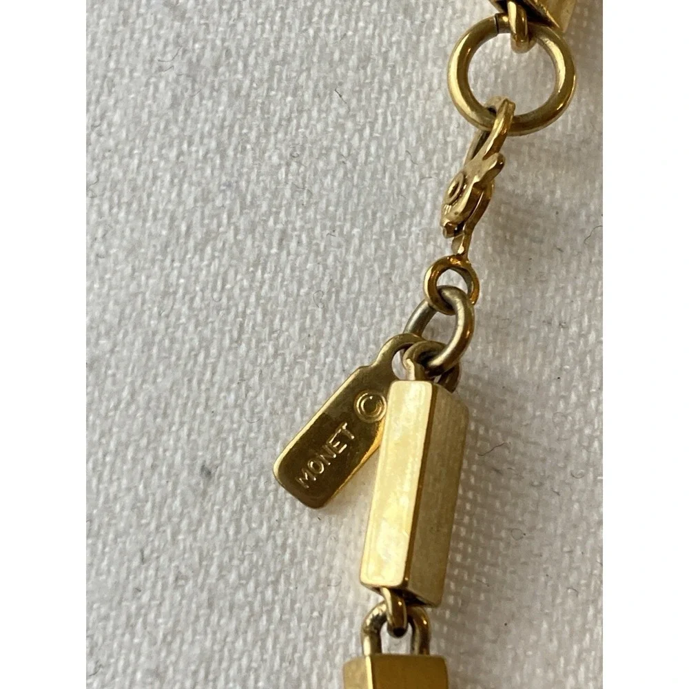 Vintage Monet Necklace Gold Tone Heavy Rectangular Link Wrap Glam Runway Couture